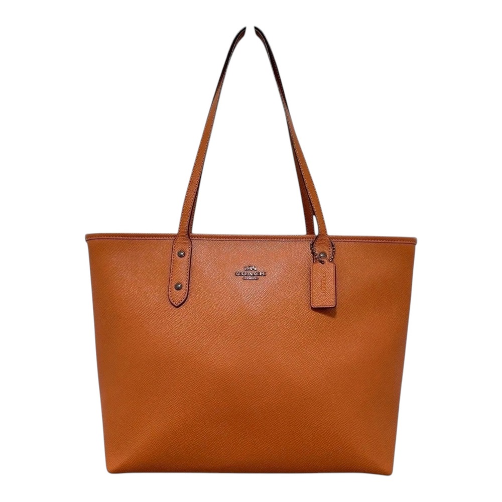 FIRM PRICE Coach City Zip Tote Bag Crossgrain Leather Caramel Brown F58846